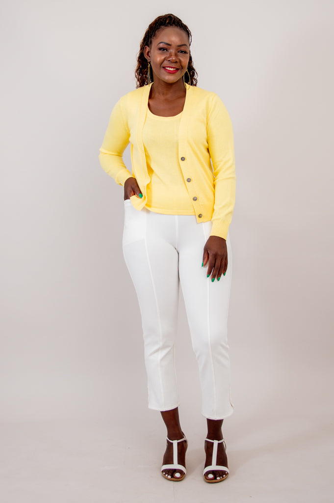 Tellie Cardigan, Yellow, Cotton - Final Sale