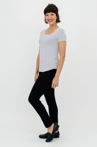 Tessa Tee, White/Black Small Stripe, Bamboo- Final Sale