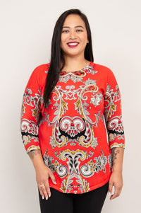 Tina Sweater, Persian Red, Bamboo Cotton- Final Sale