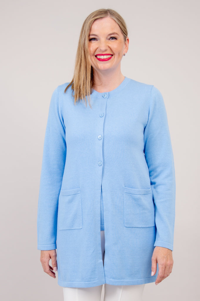 Tommy Cardigan, Blue, Cotton - Final Sale