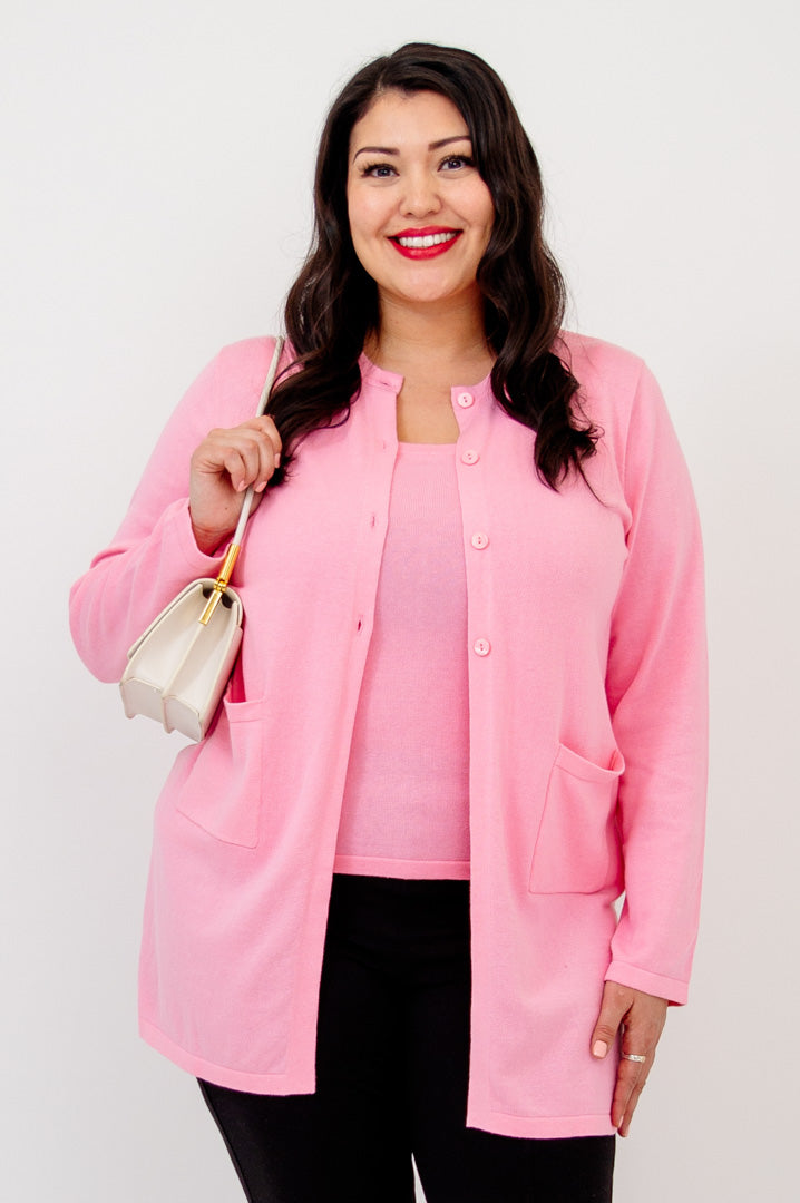 Tommy Cardigan, Pink, Cotton - Final Sale