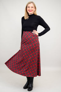 Gillian Skirt, Cherry Plaid, Bamboo- Final Sale