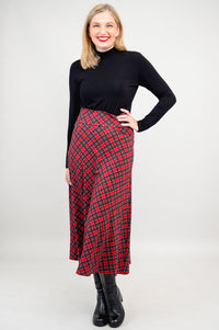 Gillian Skirt, Cherry Plaid, Bamboo- Final Sale