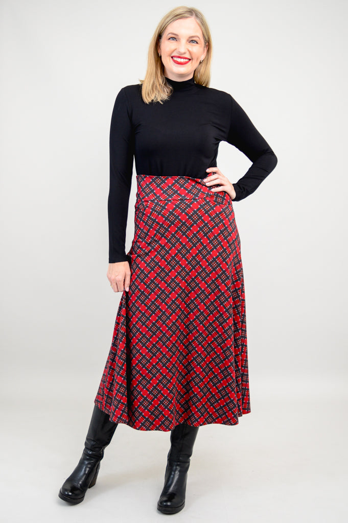 Gillian Skirt, Cherry Plaid, Bamboo- Final Sale