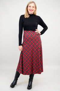 Gillian Skirt, Cherry Plaid, Bamboo- Final Sale