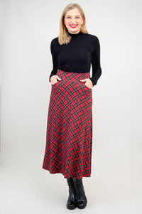 Gillian Skirt, Cherry Plaid, Bamboo- Final Sale