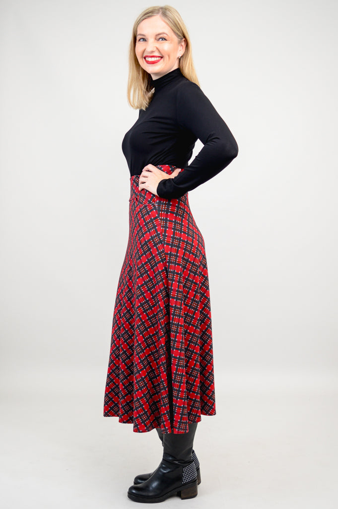 Gillian Skirt, Cherry Plaid, Bamboo- Final Sale