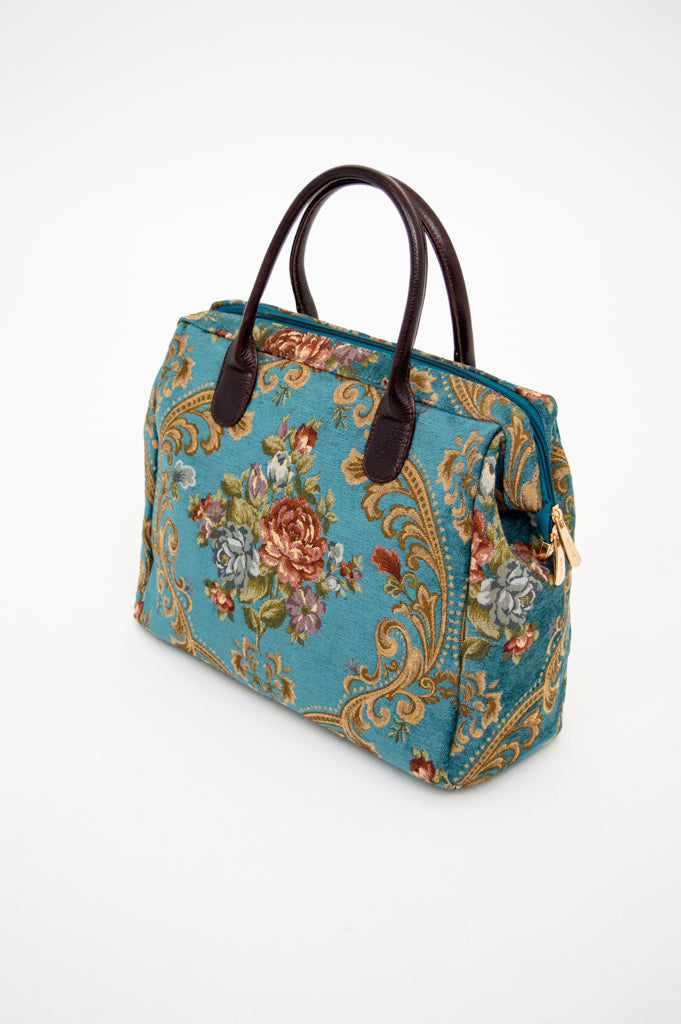 Turquoise Victorian Flower Handbag