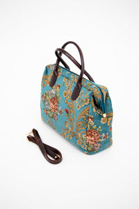 Turquoise Victorian Flower Handbag