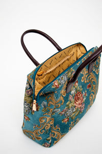 Turquoise Victorian Flower Handbag