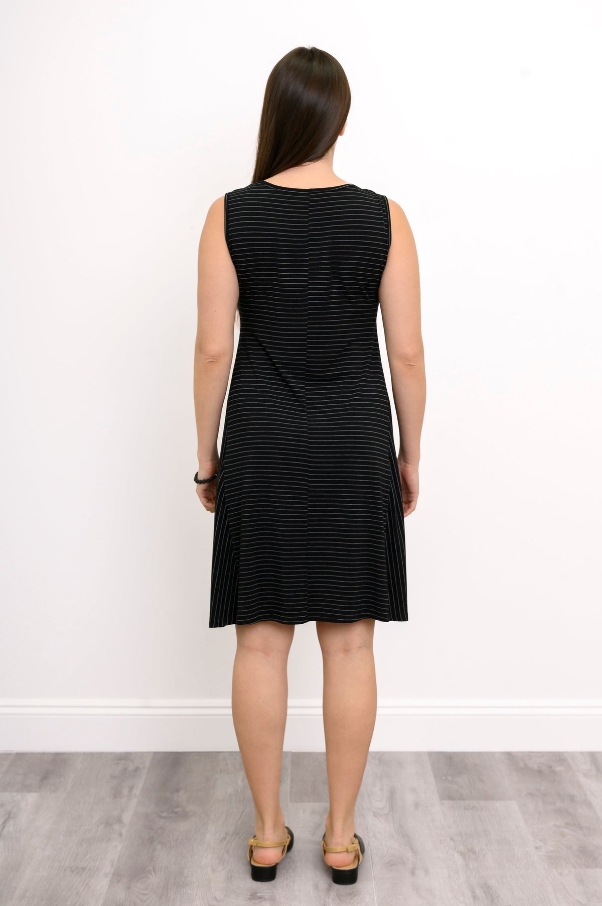 Willow Dress, BW Pin Stripe, Bamboo