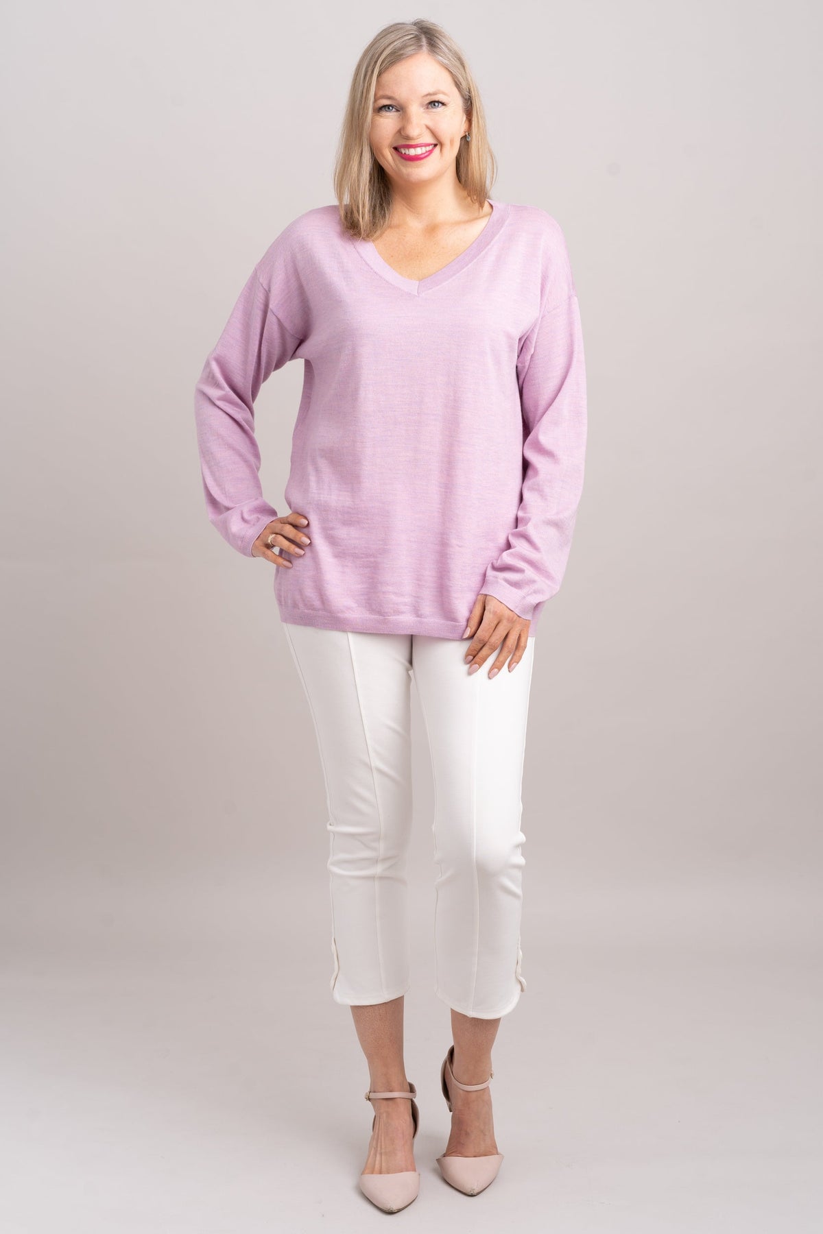 Wishes Sweater, Dusty Rose, 100% Merino Wool- Final Sale