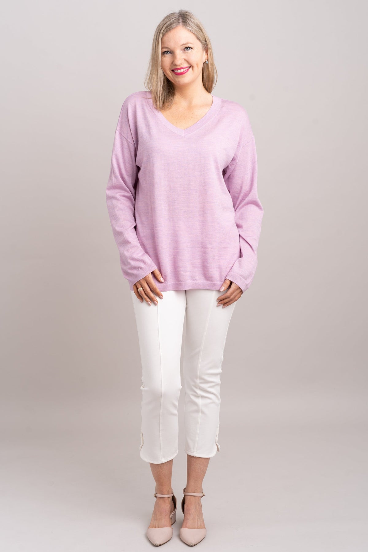 Wishes Sweater, Dusty Rose, 100% Merino Wool- Final Sale