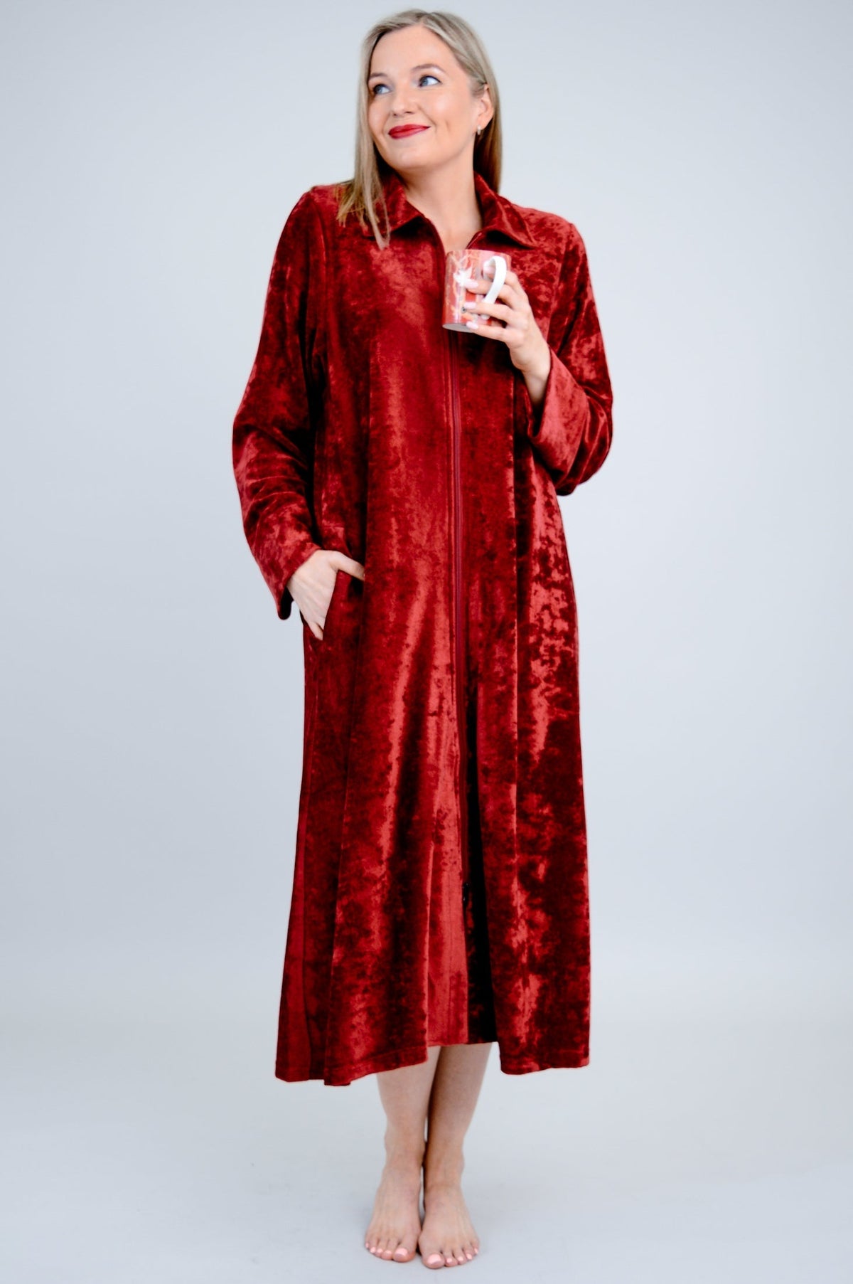 Zip Robe, Burgundy, Bamboo