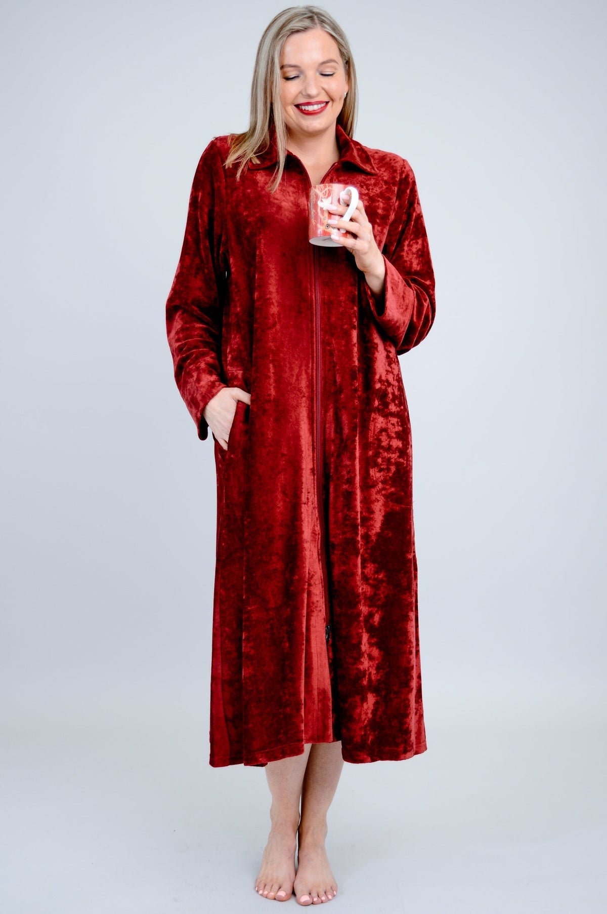 Zip Robe, Burgundy, Bamboo