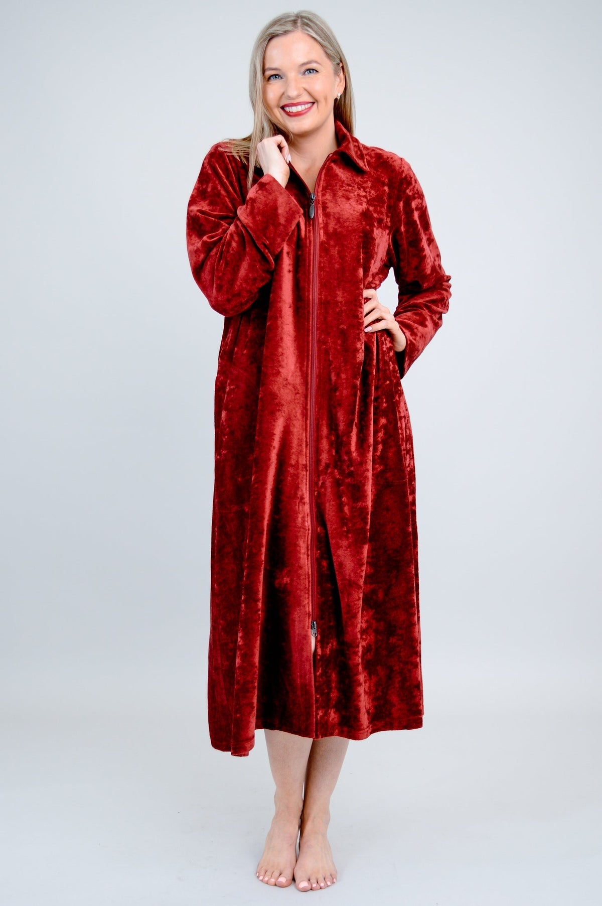 Zip Robe, Burgundy, Bamboo