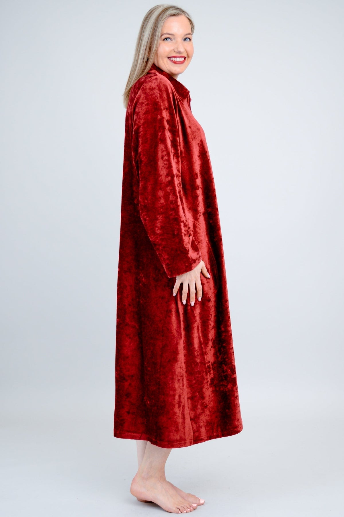 Zip Robe, Burgundy, Bamboo