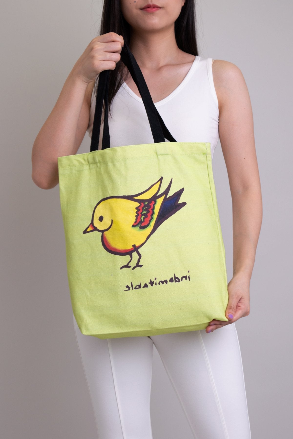 Totebag, Green Heartbird, Cotton