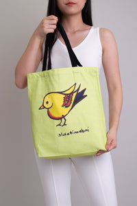 Totebag, Green Heartbird, Cotton