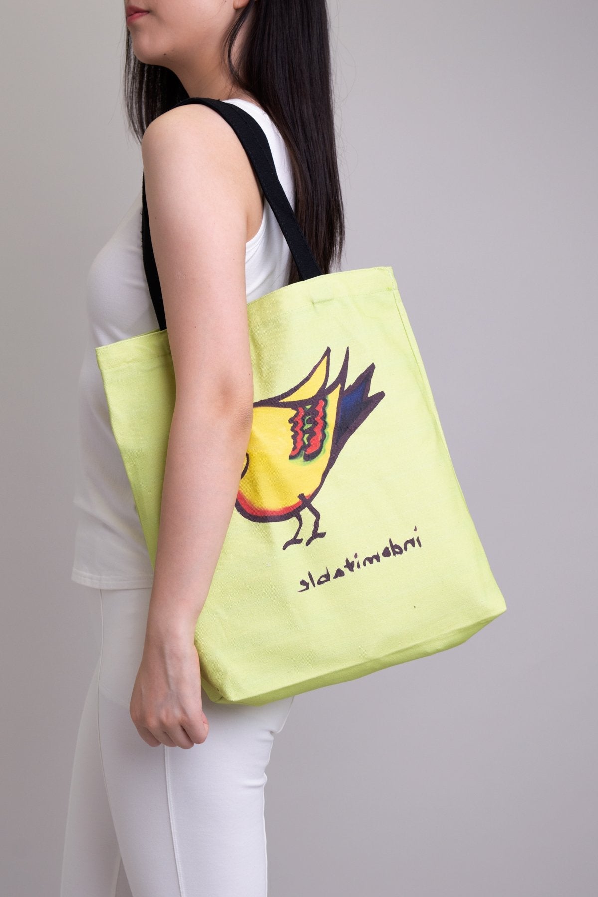 Totebag, Green Heartbird, Cotton
