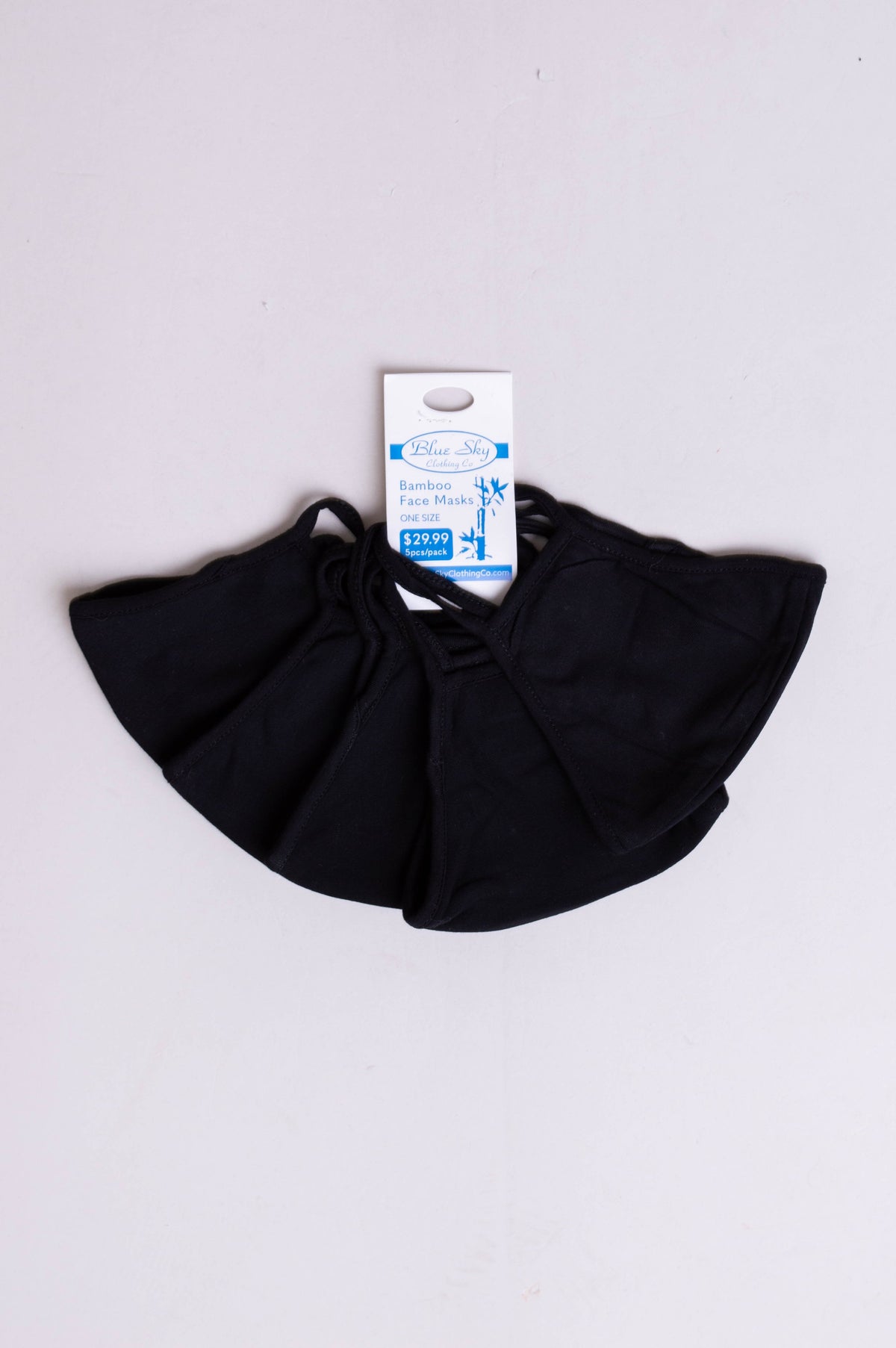 Unisex black comfortable face mask made with natural bamboo fibers-pack of five.