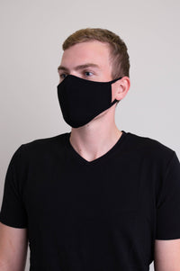 Unisex black comfortable face mask made with natural bamboo fibers.