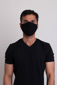 Unisex black comfortable face mask made with natural bamboo fibers.