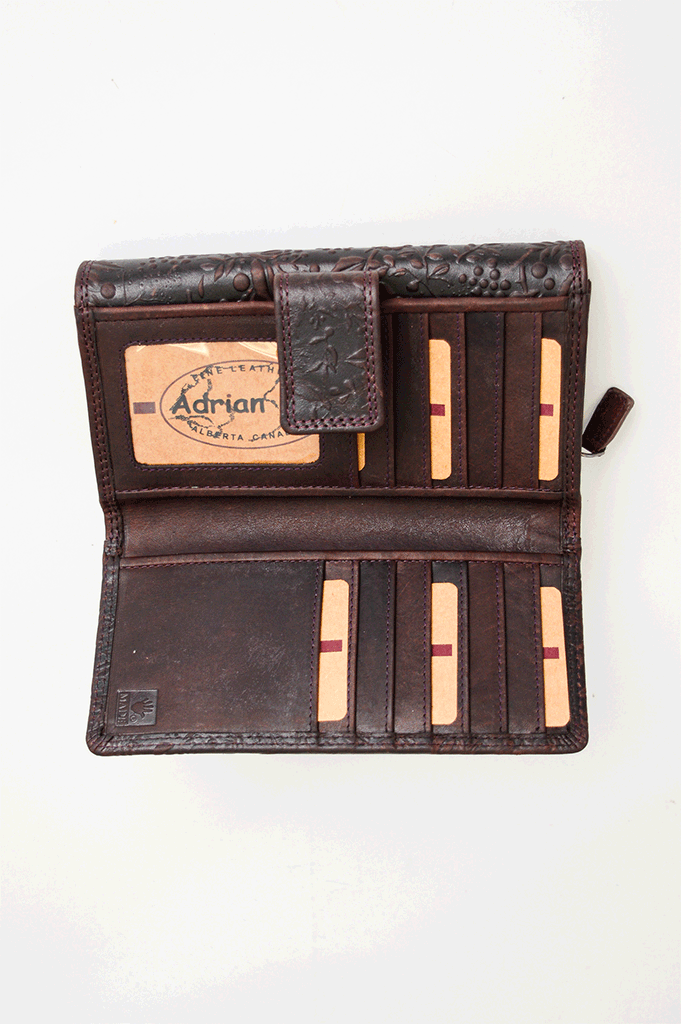 Adrian Klis 100 Flower Wallet, Browm, Leather