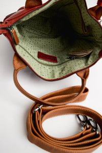Adrian Klis 1915 Purse, Red/Tan, Leather