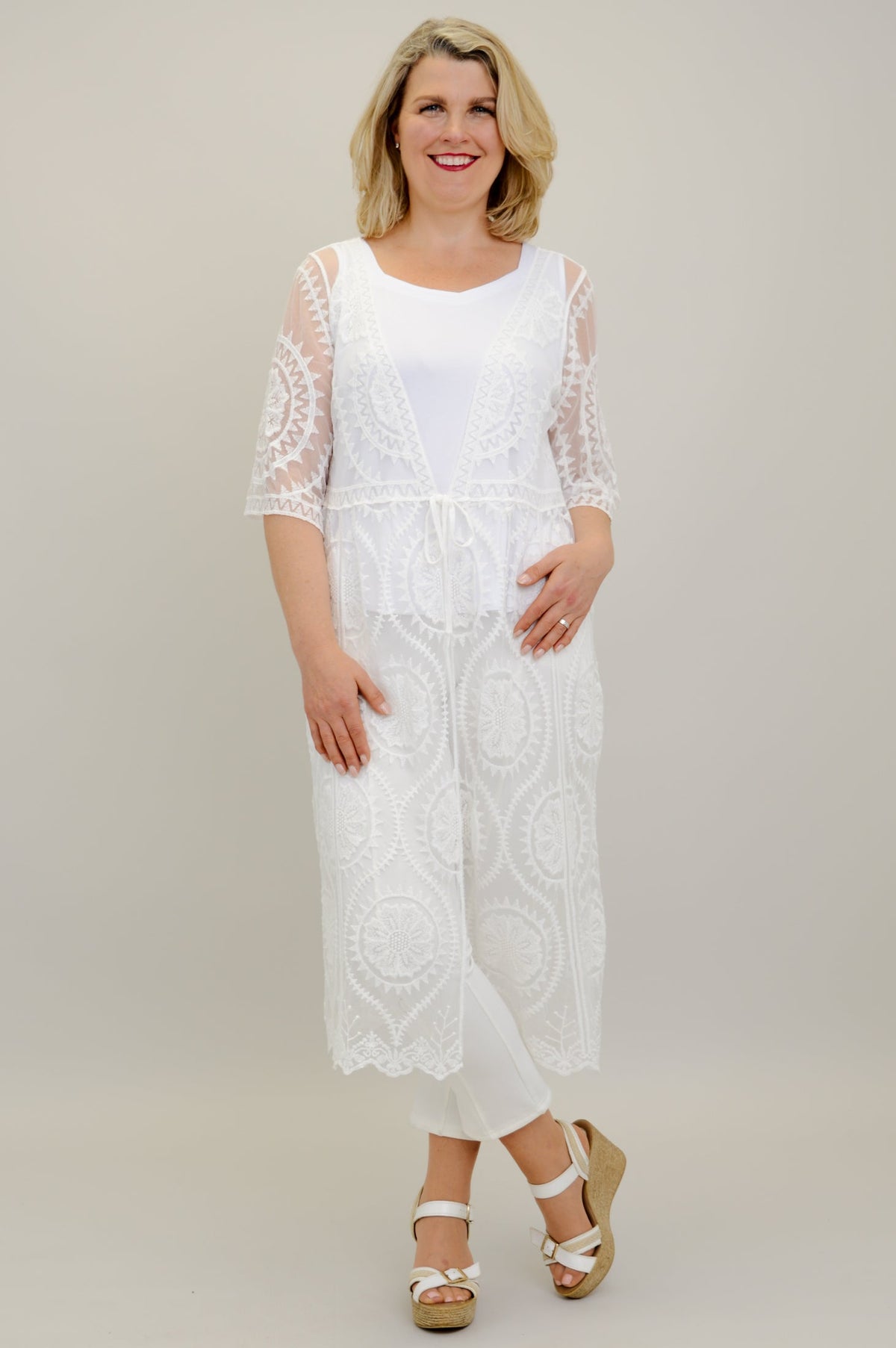Moniko White Lace Coverup