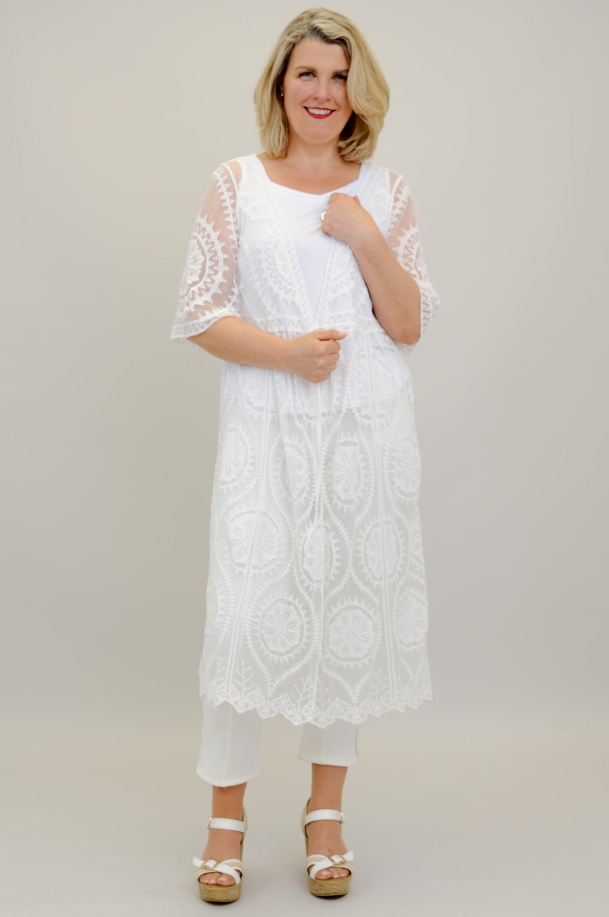 Moniko White Lace Coverup