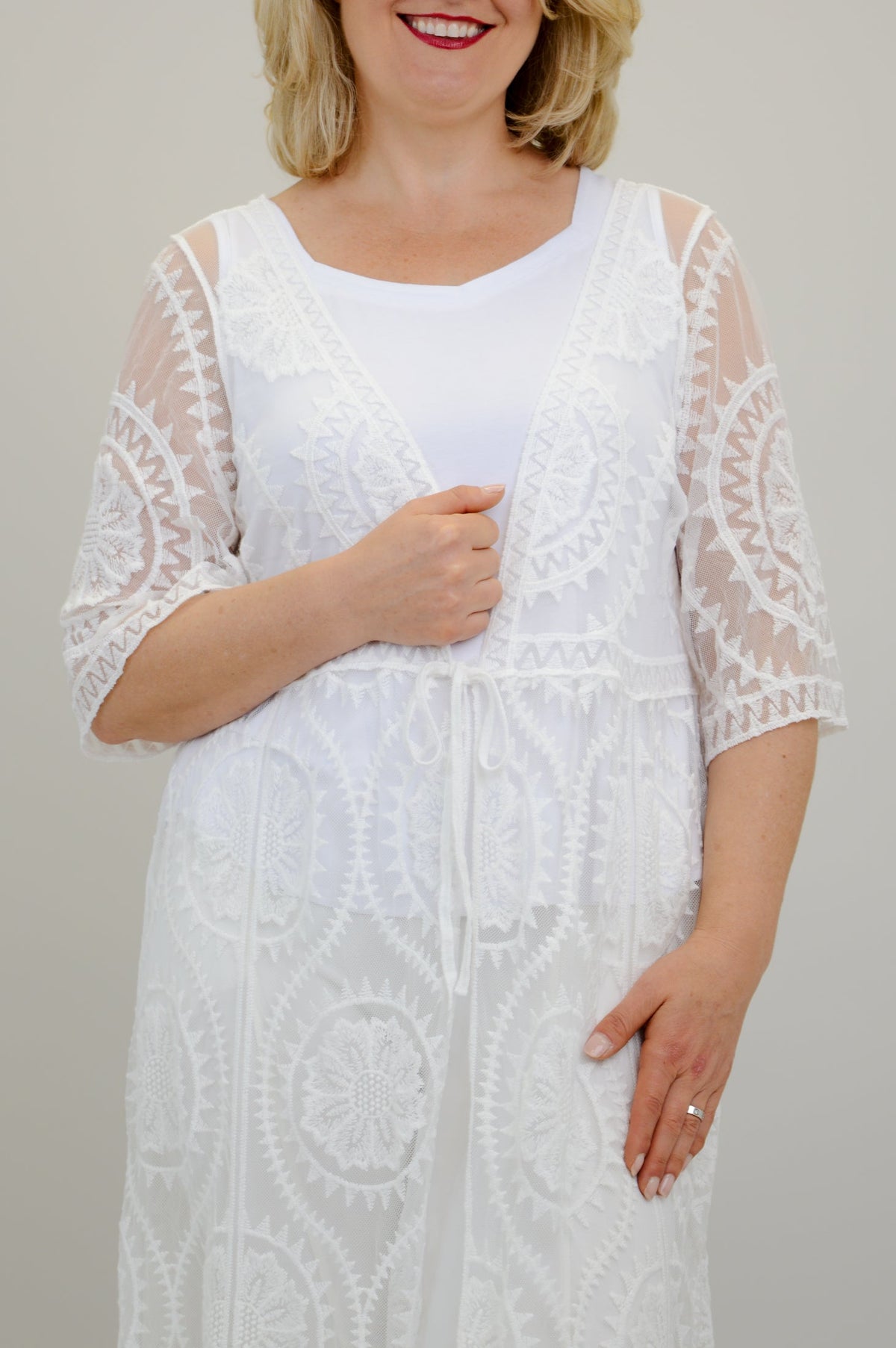 Moniko White Lace Coverup