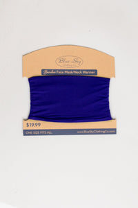 Violet blue neck warmer/face cover mask.