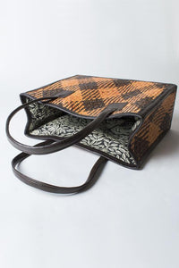 Rectangle Rattan Purse with Black Leather, Small - Blue Sky Clothing Co