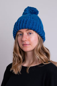 Hand Knit Toque, Teal, Wool