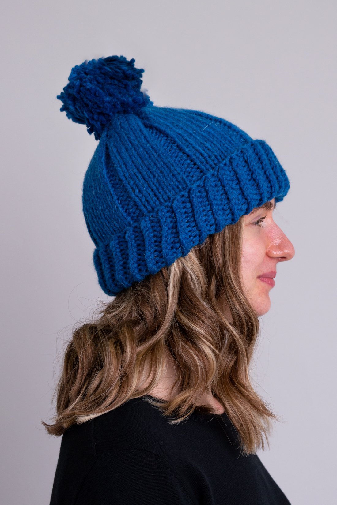 Hand Knit Toque, Teal, Wool