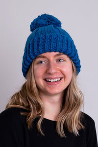 Hand Knit Toque, Teal, Wool