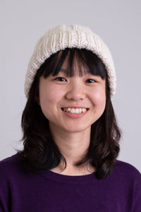 Hand Knit Beanie, White, Wool