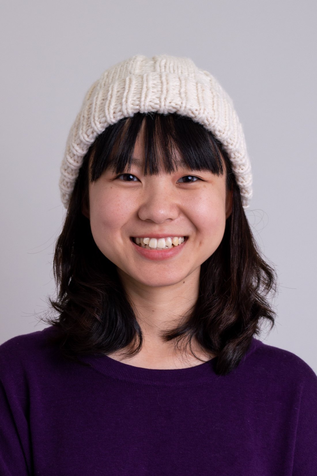 Hand Knit Beanie, White, Wool