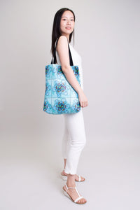 Artwork Totebag, Turquoise Stain Glass, Cotton