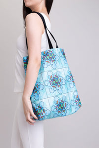 Artwork Totebag, Turquoise Stain Glass, Cotton